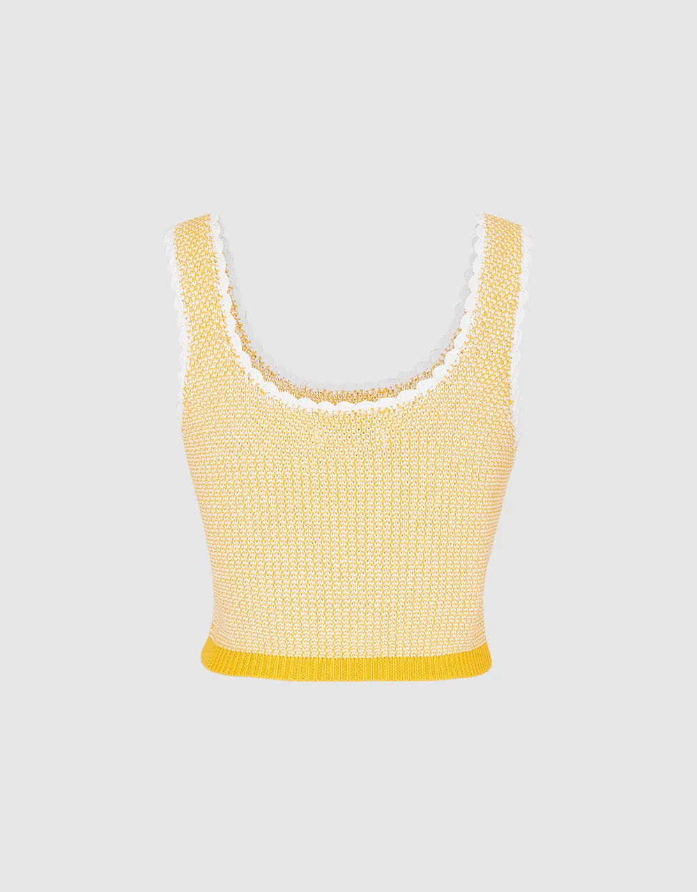 Contrast Trim Half Button Knitted Tank Top sold by Urban Revivo product image thumbnail 4
