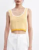 Contrast Trim Half Button Knitted Tank Top sold by Urban Revivo