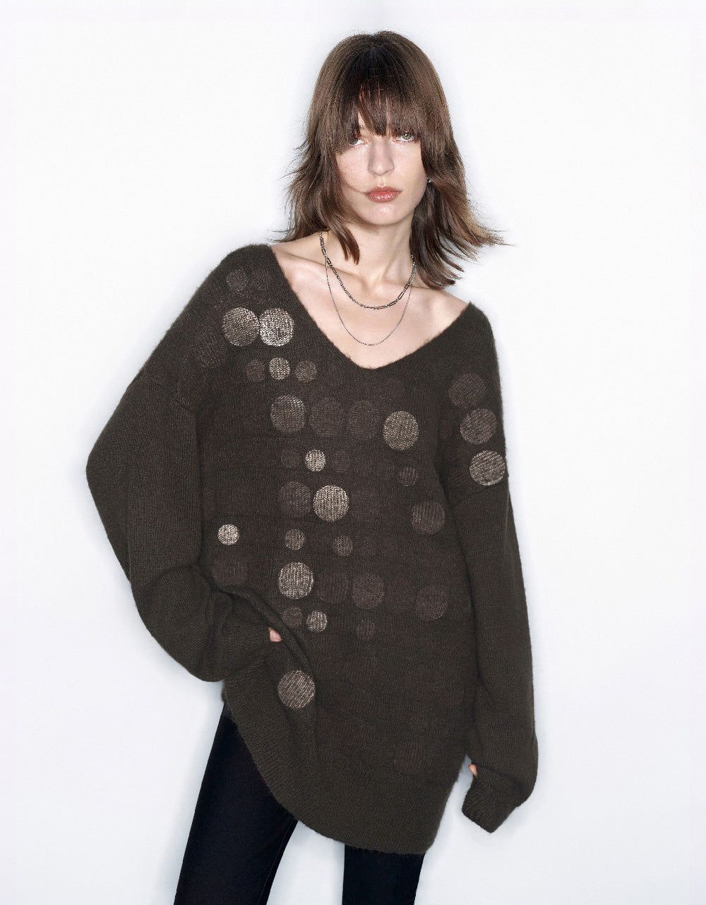 Drop Shoulder Sleeve V-Neck Knitted T-Shirt sold by Urban Revivo