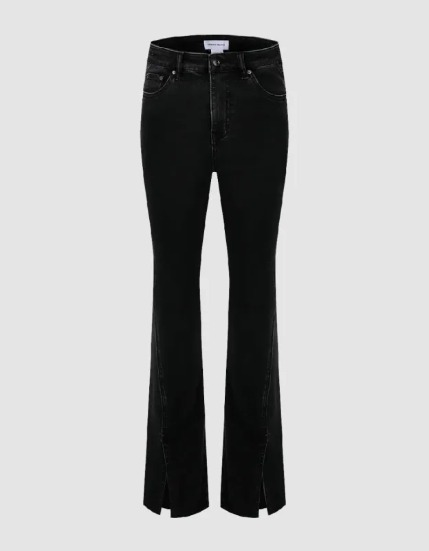 Split Hem Flare Jeans sold by Urban Revivo