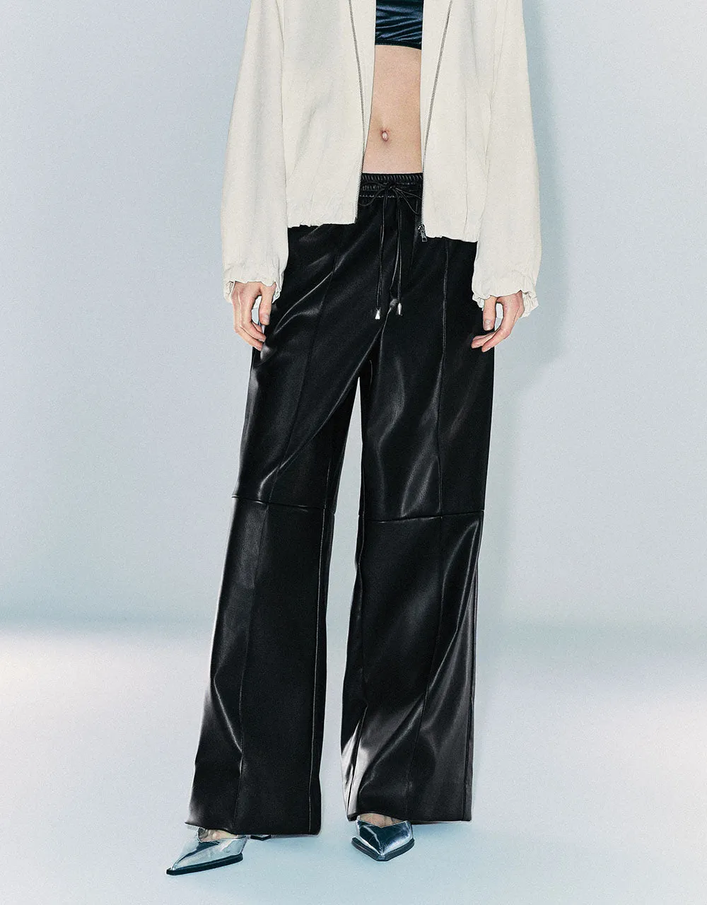Drawstring Waist Wide-Leg Pants sold by Urban Revivo product image thumbnail 2