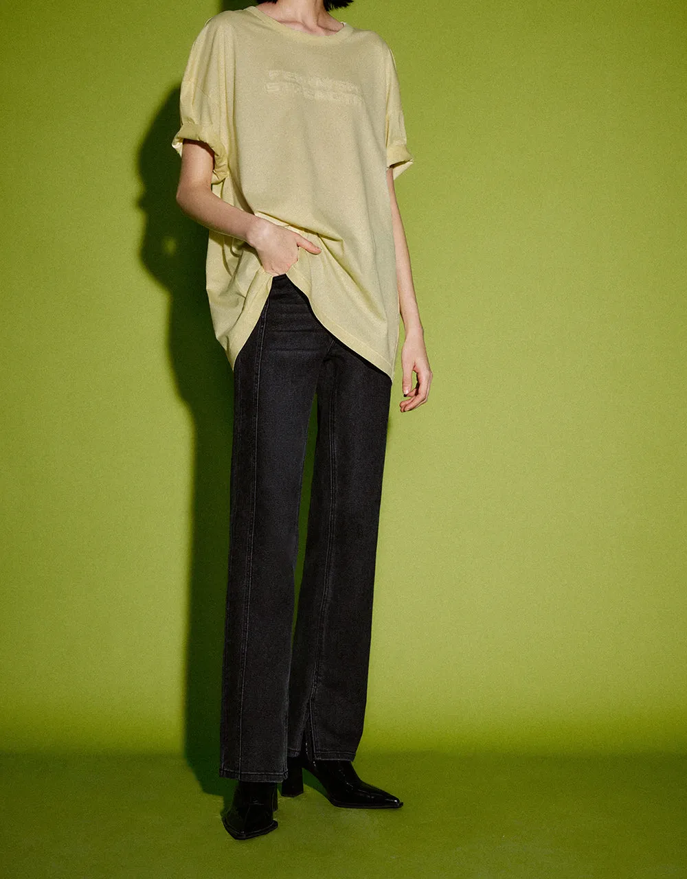 Split Hem Straight Jeans sold by Urban Revivo product image thumbnail 4