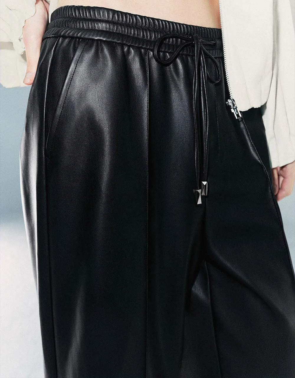Drawstring Waist Wide-Leg Pants sold by Urban Revivo product image thumbnail 5