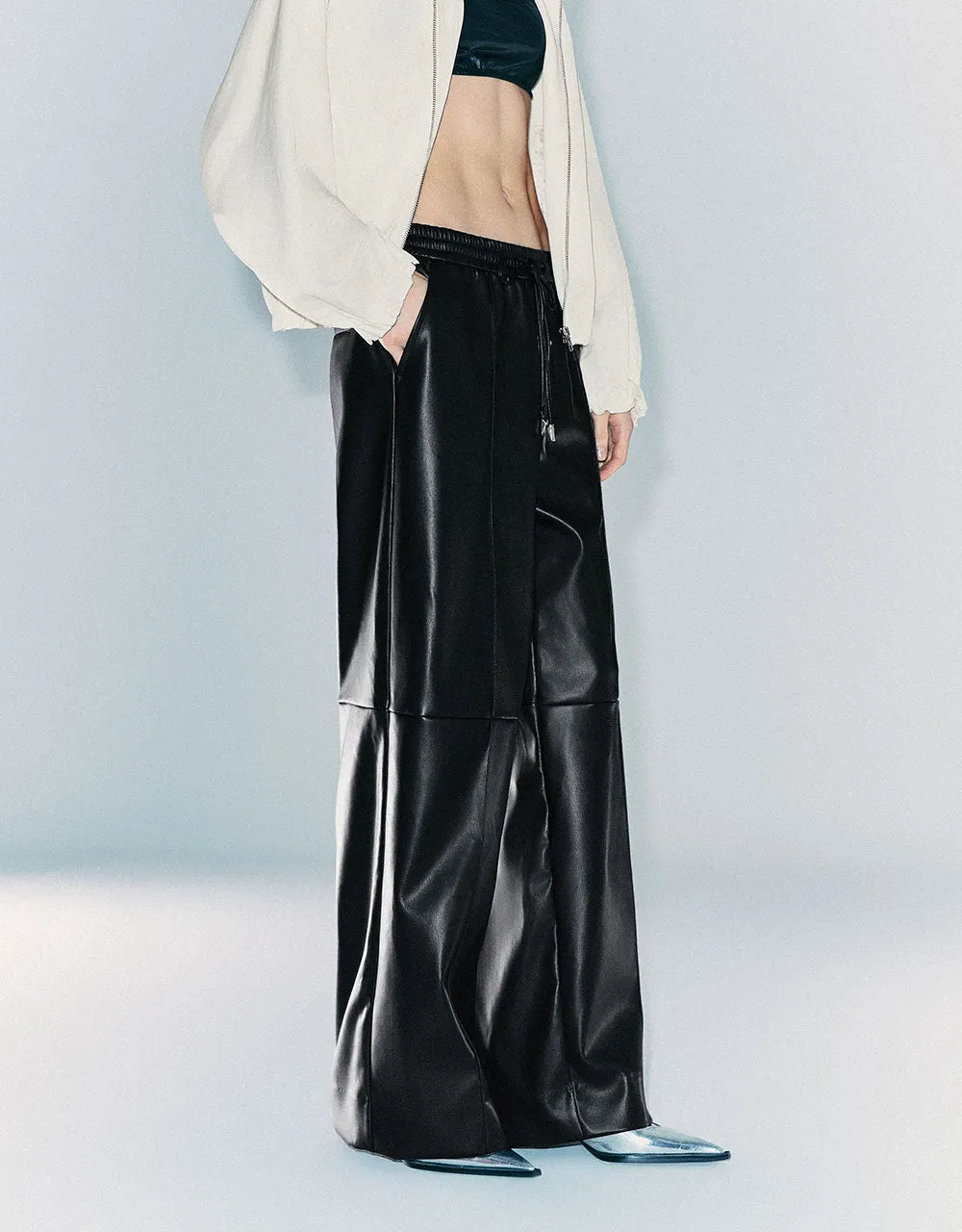 Drawstring Waist Wide-Leg Pants sold by Urban Revivo product image thumbnail 4