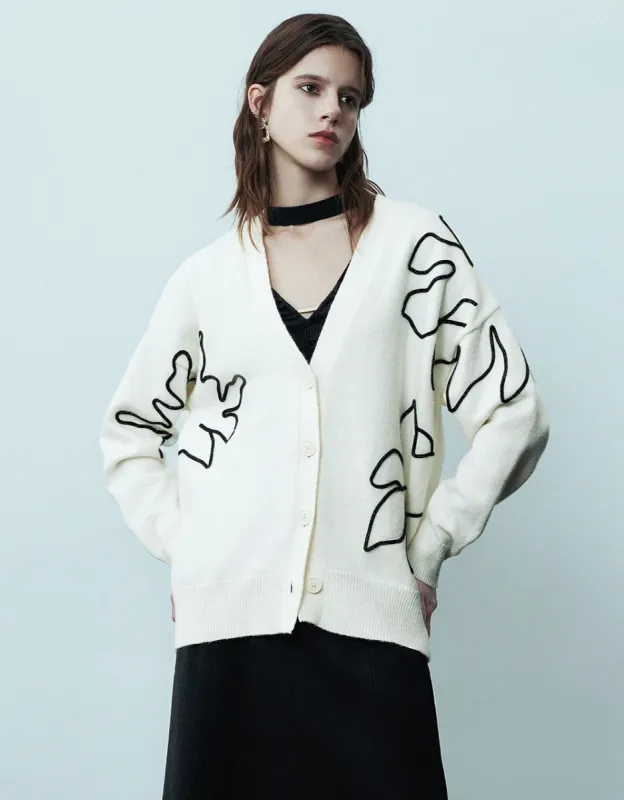 Printed V-Neck Knitted Cardigan sold by Urban Revivo