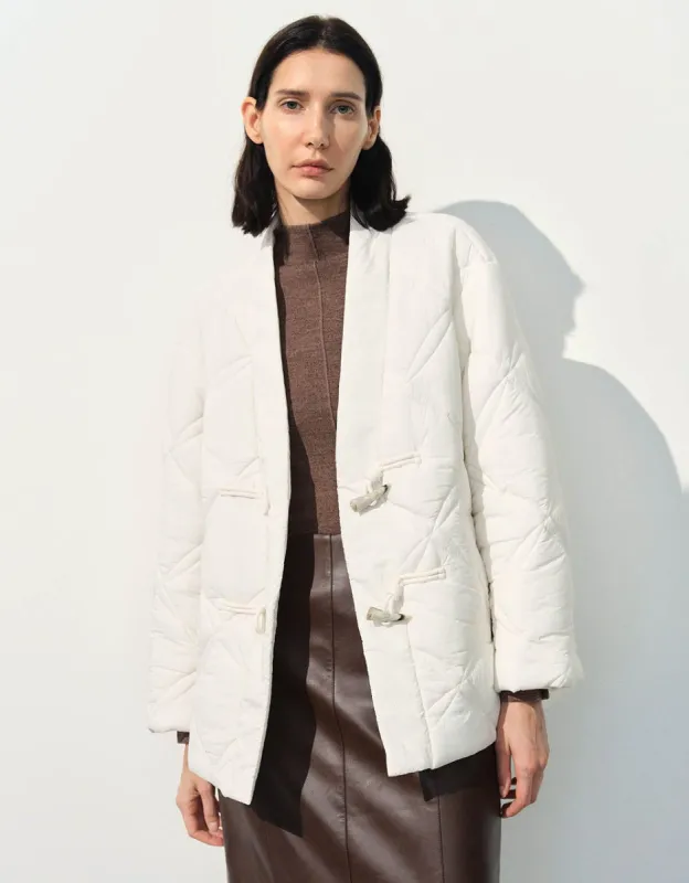 Drop Shoulder Sleeve V-Neck Padded Coat sold by Urban Revivo