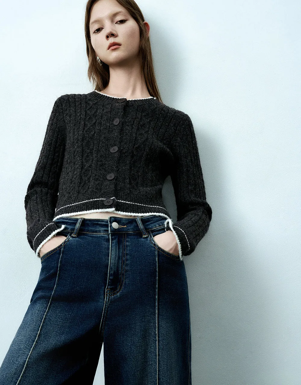 Crew Neck Knitted Cardigan sold by Urban Revivo product image thumbnail 3