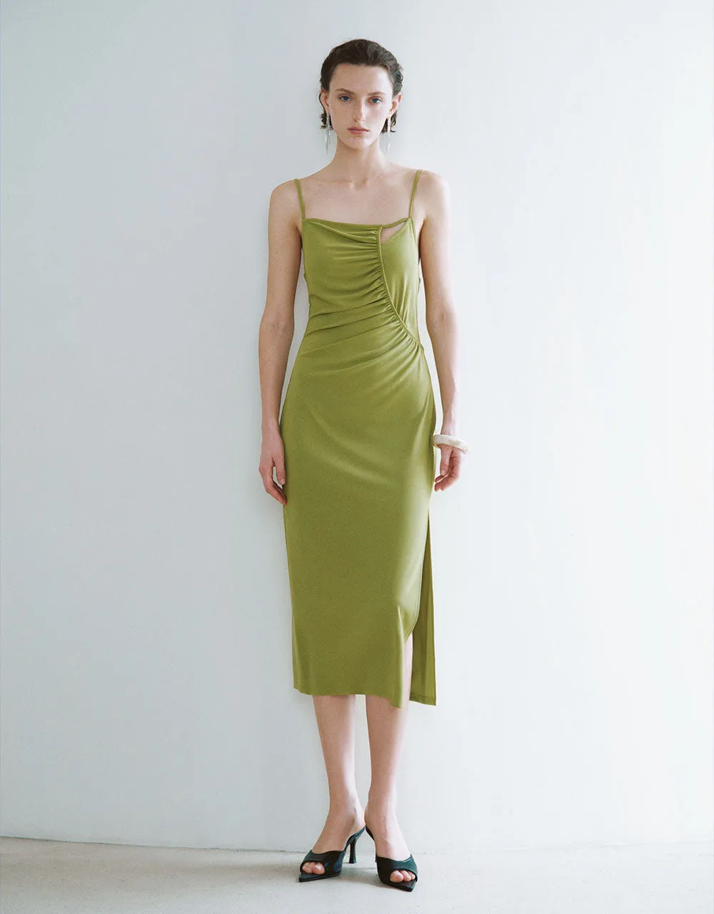 Cut-Out Ruched Skinny Cami Dress sold by Urban Revivo