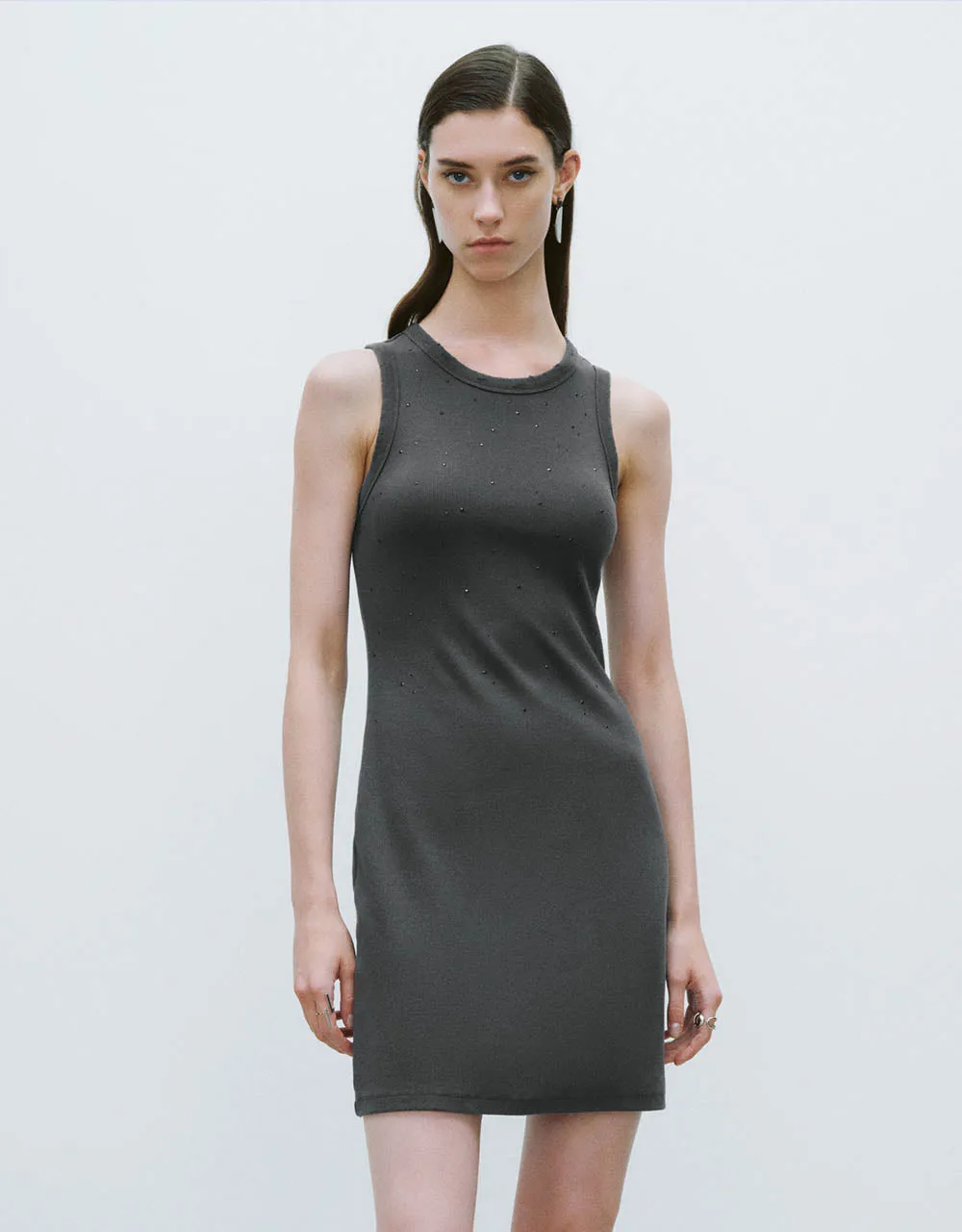 Rhinestone Décor Sleeveless Crew Neck Skinny Dress sold by Urban Revivo