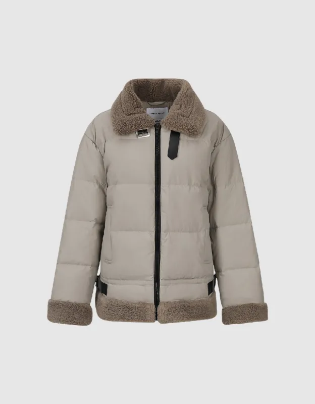 Zipper Front Furry Trim Down Jacket sold by Urban Revivo