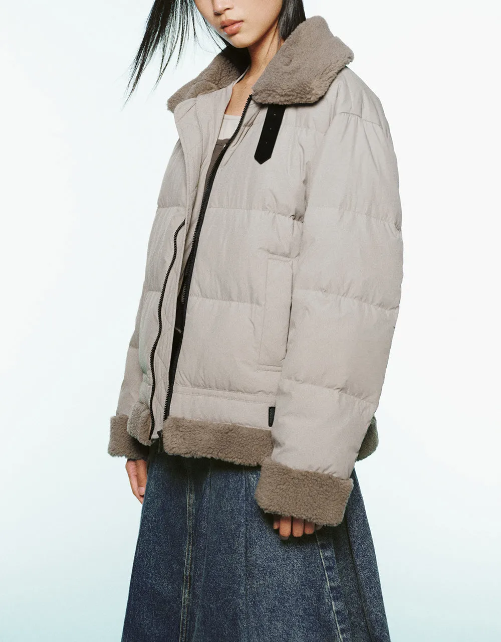 Zipper Front Furry Trim Down Jacket sold by Urban Revivo product image thumbnail 3