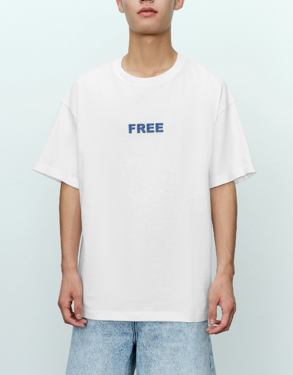 Letter Embossed Crew Neck T-Shirt sold by Urban Revivo product image thumbnail 2