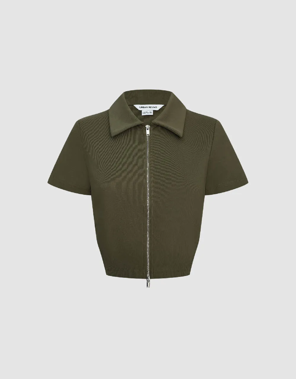 Zipper Front Skinny Knitted Shirt sold by Urban Revivo