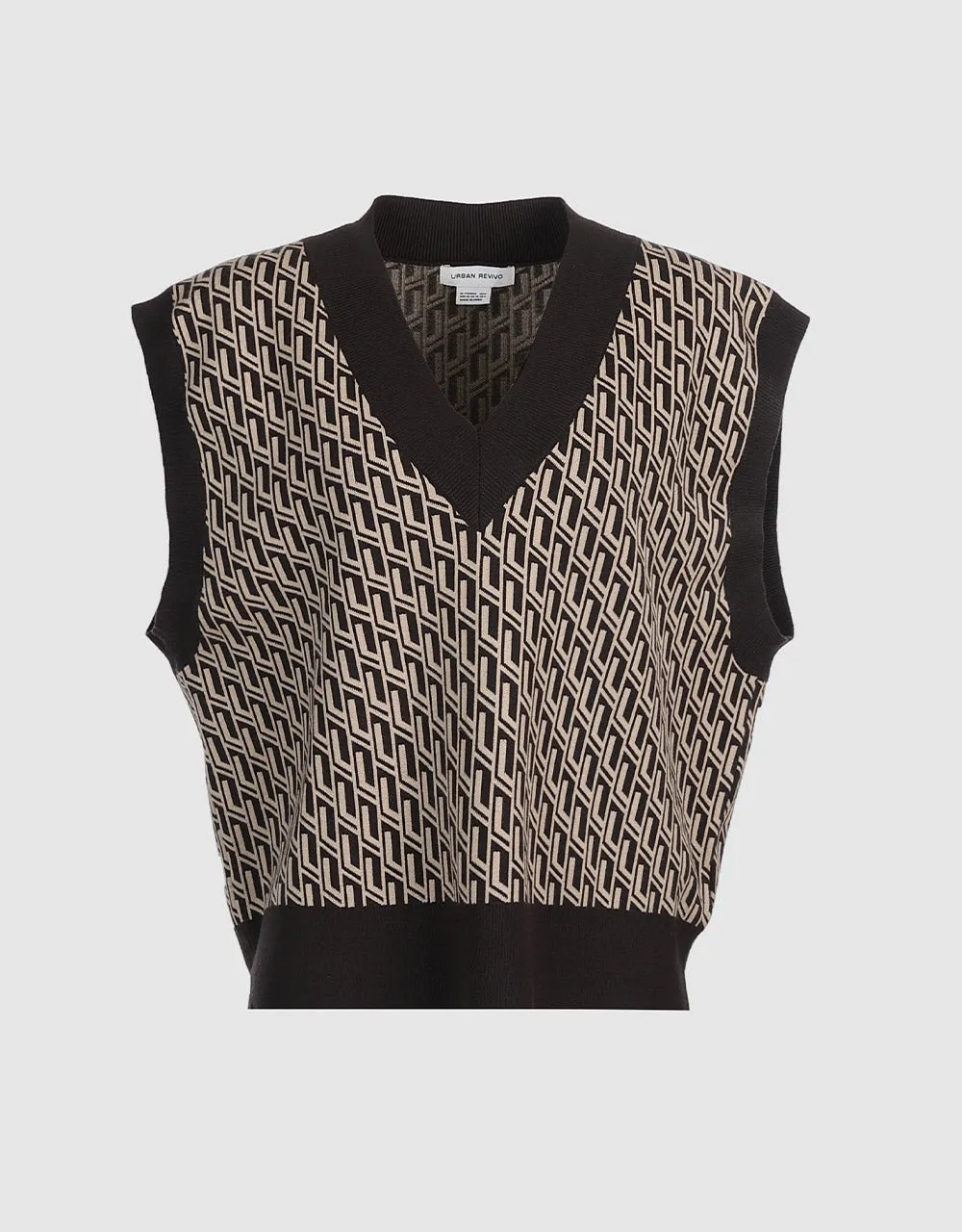 Geo Jacquard V Neck Sweater Vest sold by Urban Revivo