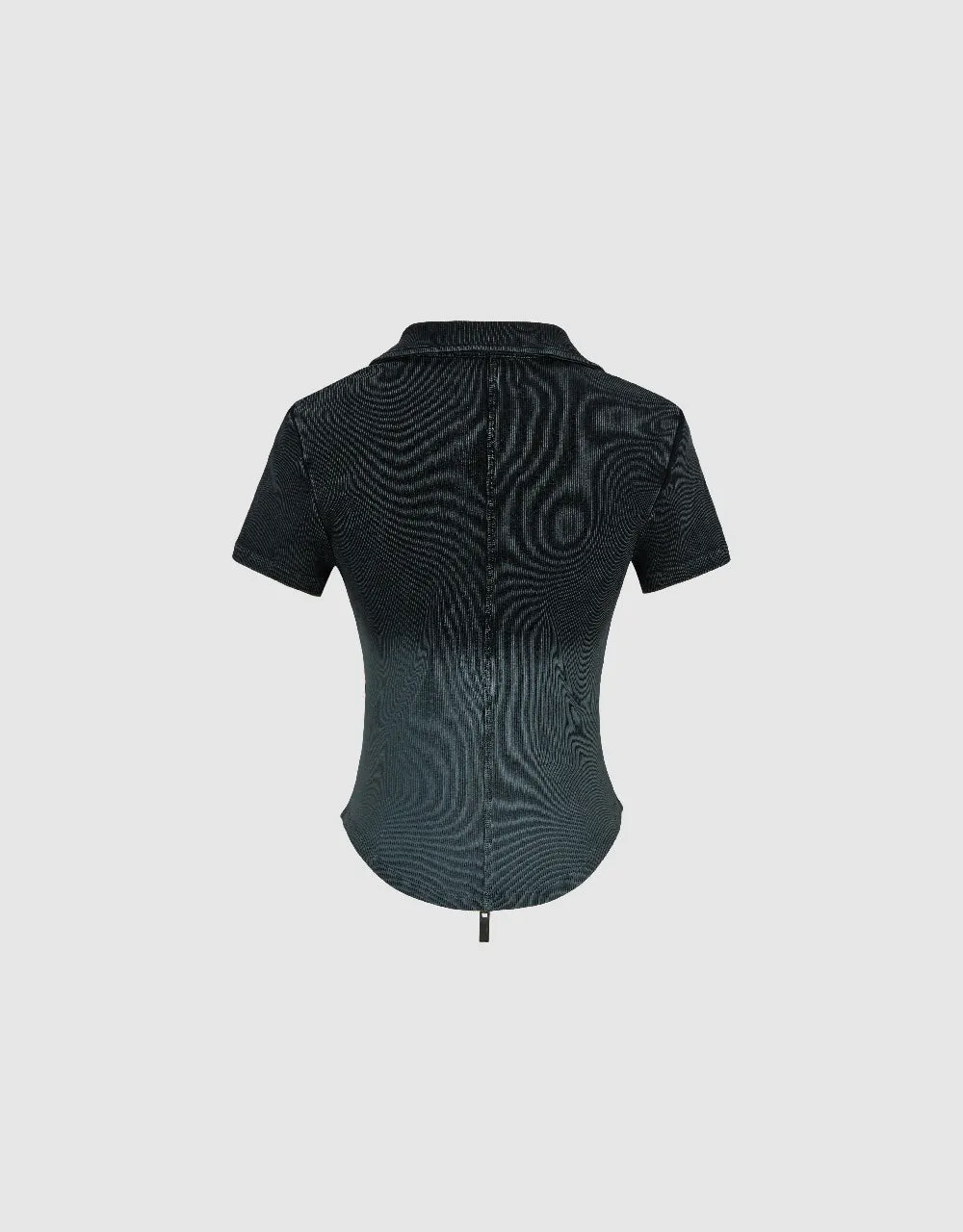 Zipper Front Knitted V-Neck Shirt sold by Urban Revivo product image thumbnail 5