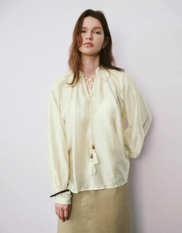 Tie Front Raglan Sleeve Blouse sold by Urban Revivo