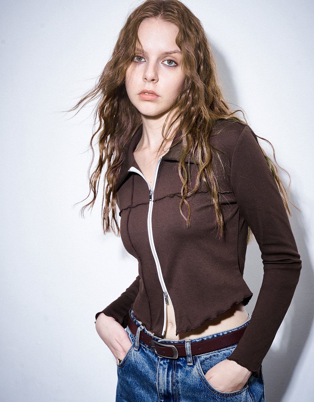 Zipper Front Knitted Skinny Shirt sold by Urban Revivo product image thumbnail 3