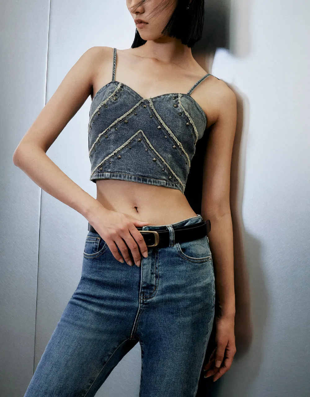Off-Shoulder Denim Cami Top sold by Urban Revivo product image thumbnail 2