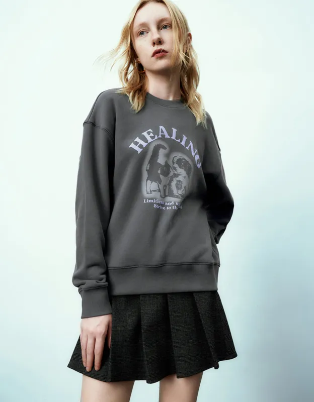Printed Crew Neck Sweatshirt sold by Urban Revivo