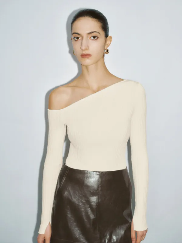One Shoulder Skinny Knitted T-Shirt sold by Urban Revivo