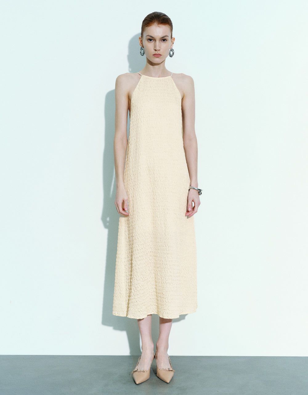 Textured Halter Neck A-Line Dress sold by Urban Revivo