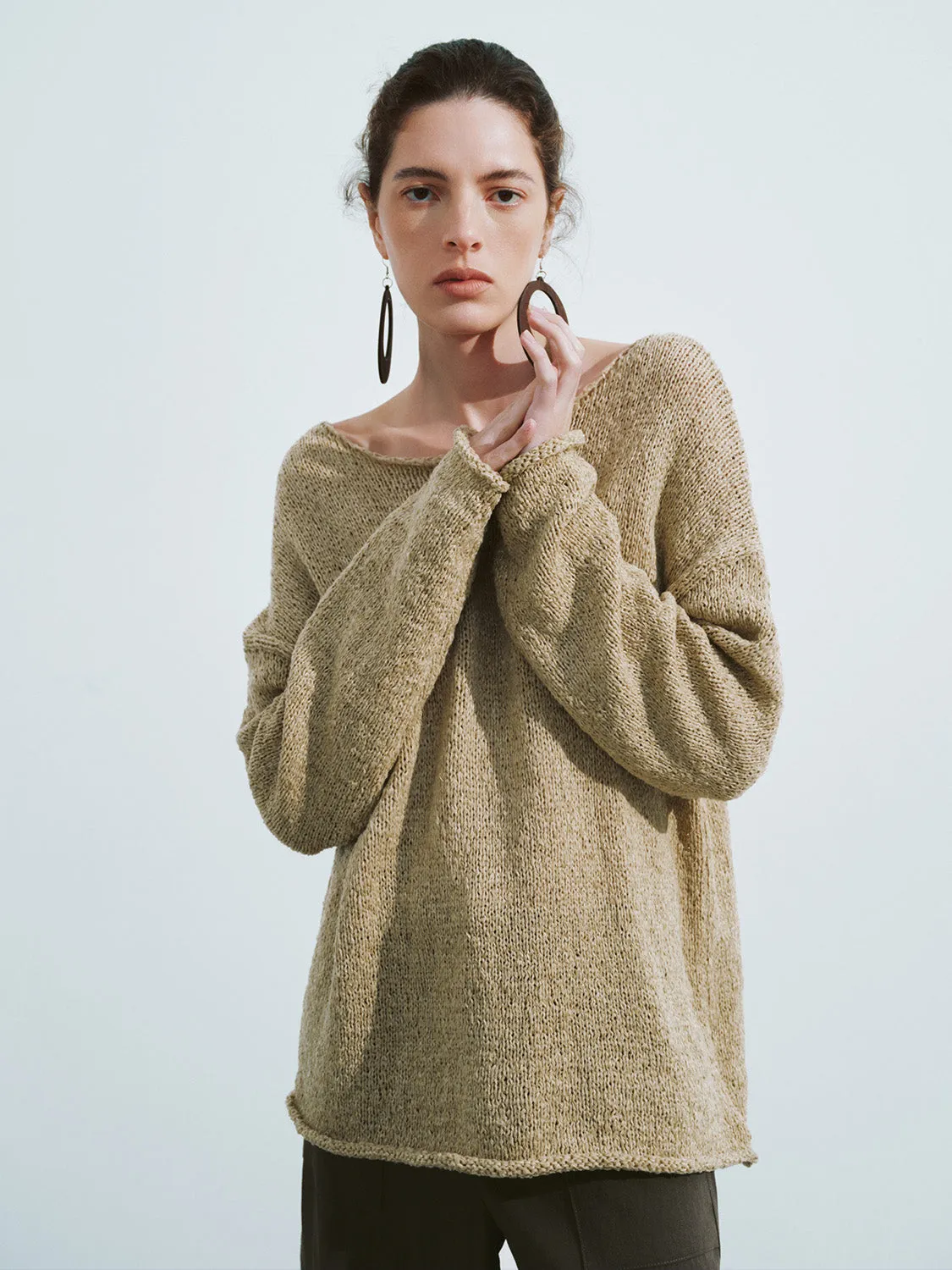 Crew Neck Loose Knitted T-Shirt sold by Urban Revivo