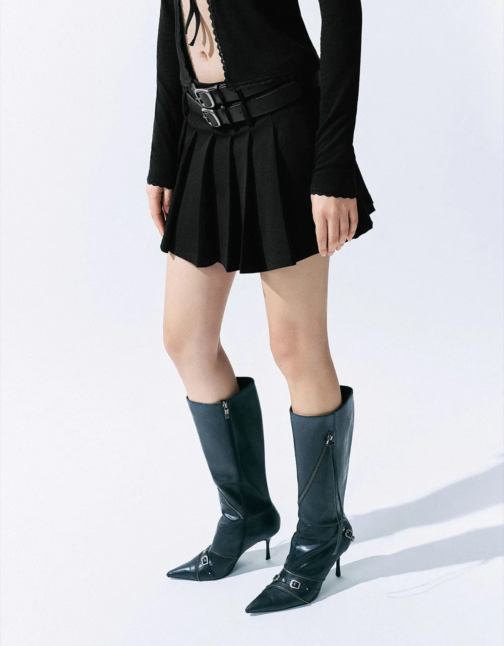 Pleated Mini A-Line Skirt With Belt sold by Urban Revivo product image thumbnail 4