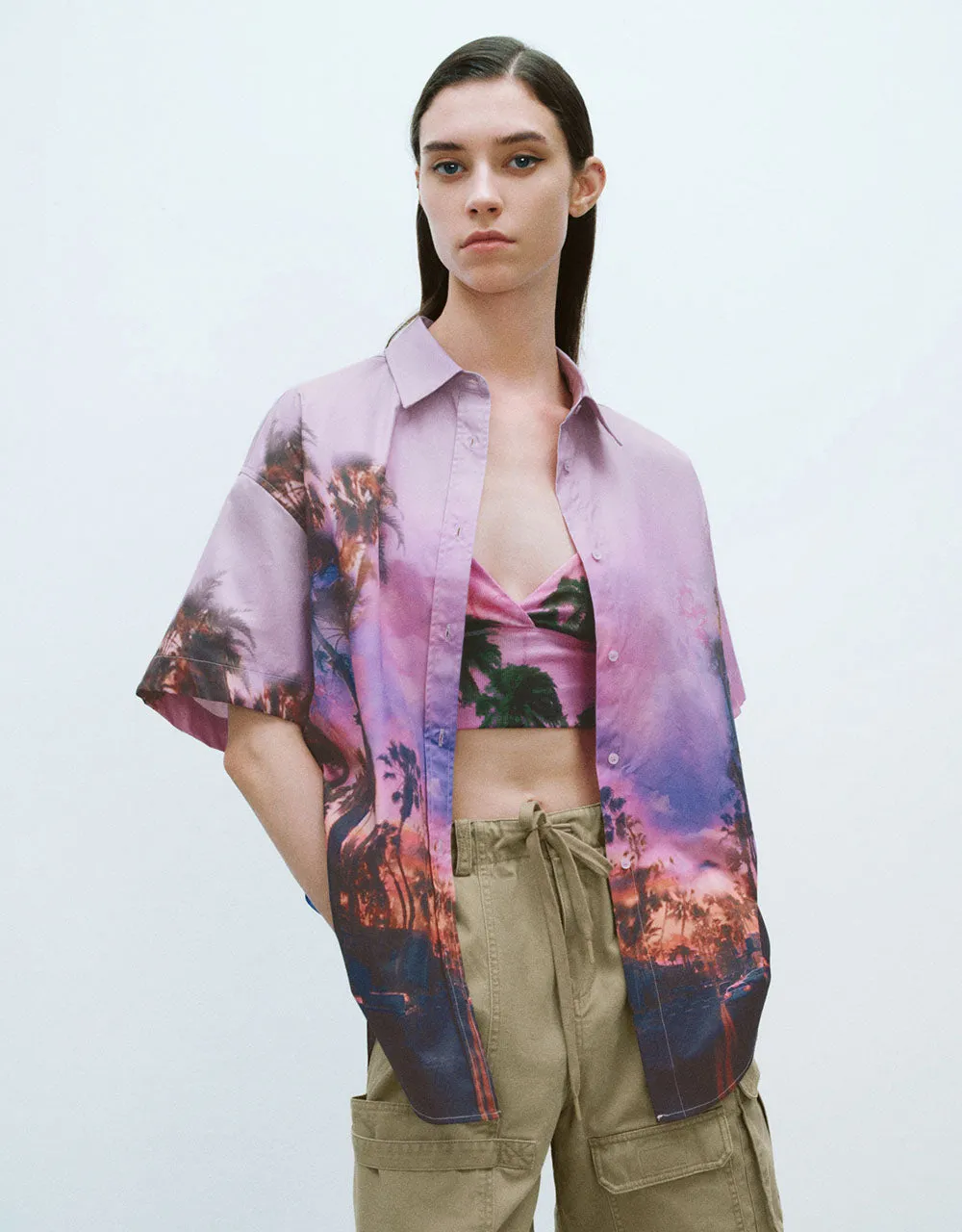 Printed Button Up Straight Shirt sold by Urban Revivo