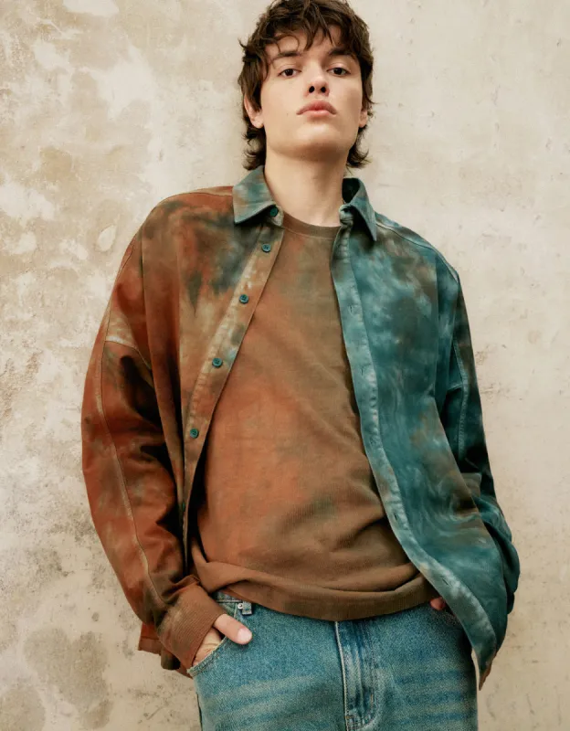 Two Toned Printed Loose Shirt sold by Urban Revivo