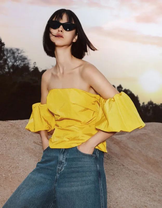 Ruched Off-Shoulder Top sold by Urban Revivo