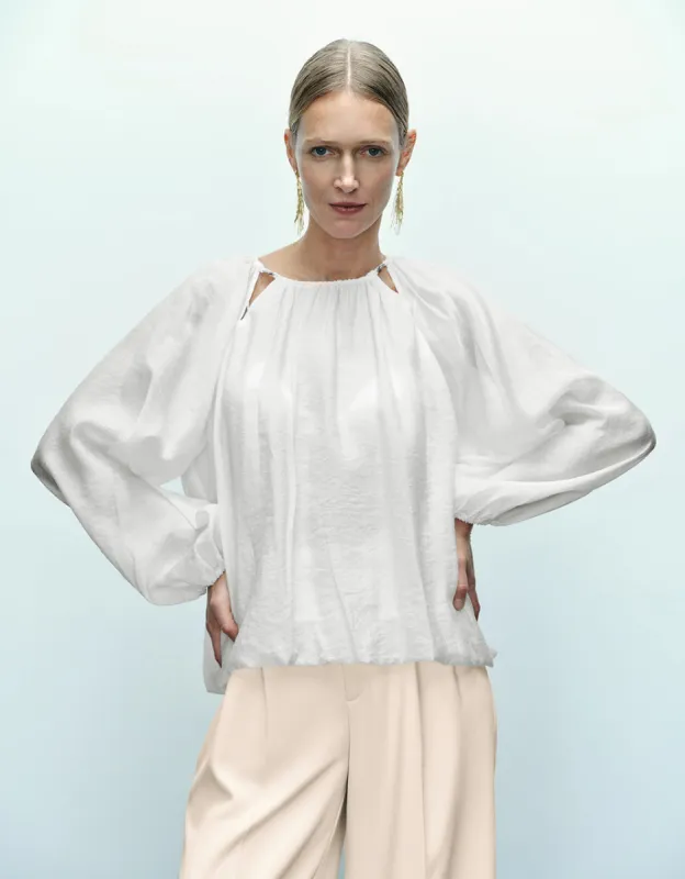 Crew Neck A-Line Blouse sold by Urban Revivo