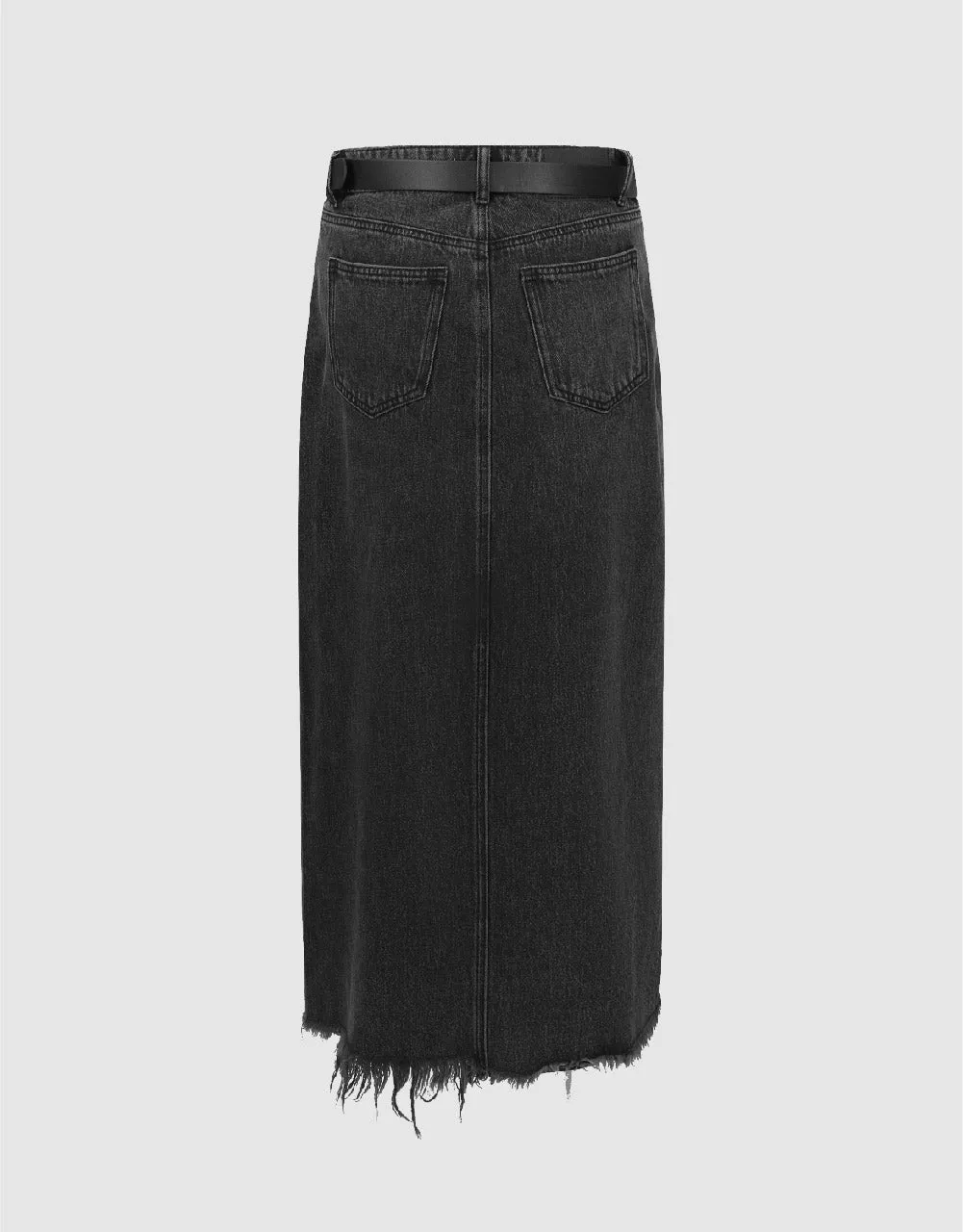Split Raw Hem Straight Denim Skirt sold by Urban Revivo product image thumbnail 3