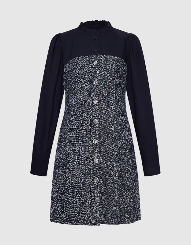 Spliced Button Up Denim Dress sold by Urban Revivo