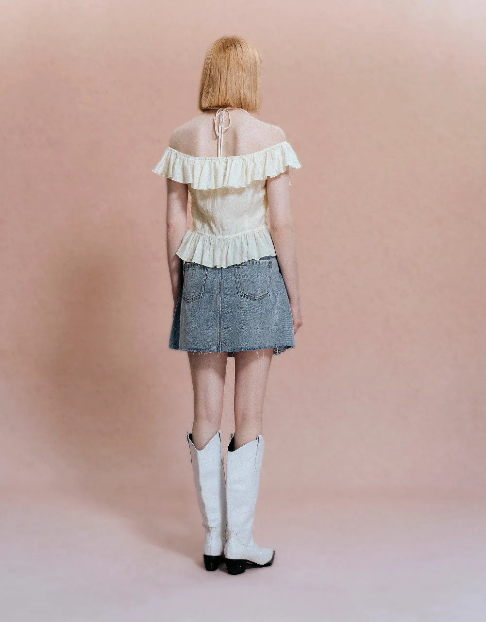 Ruffle Sleeveless Off-Shoulder Shirt sold by Urban Revivo product image thumbnail 4