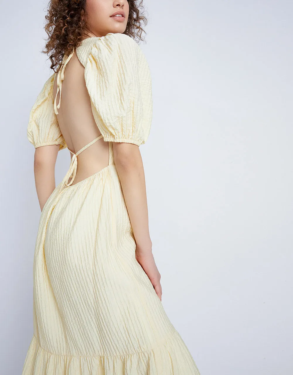 Puff Sleeve Tiered Midi Dress sold by Urban Revivo product image thumbnail 4