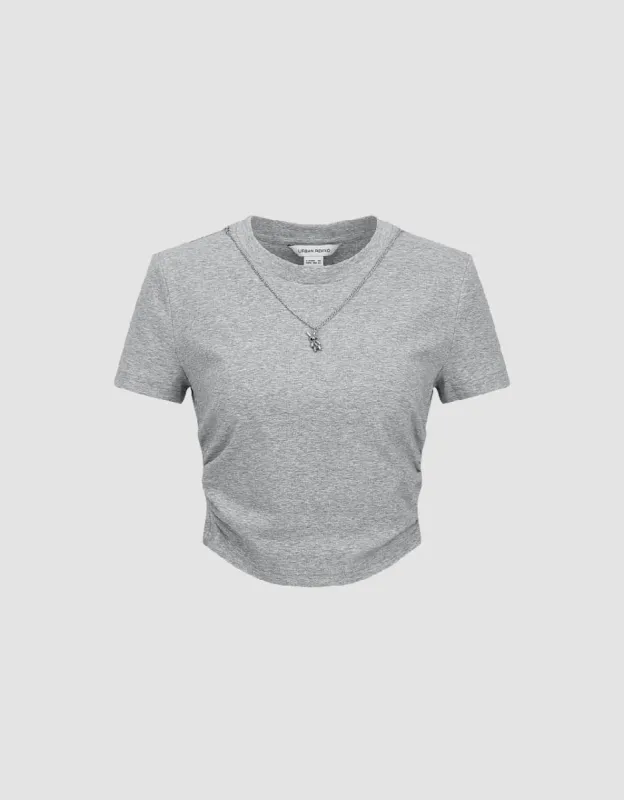 Crew Neck Skinny T-Shirt With Necklace sold by Urban Revivo