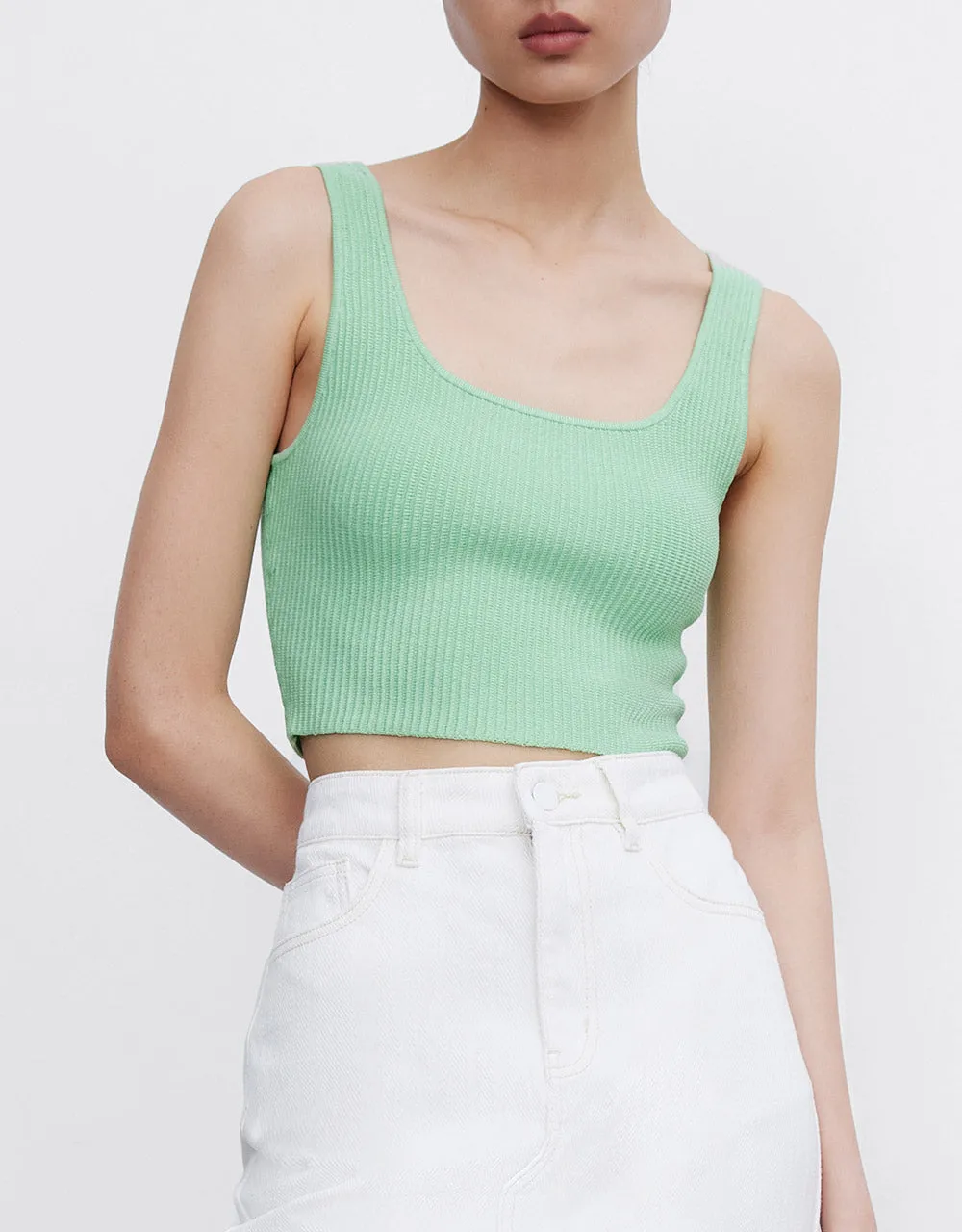 Plain Ribbed Knit Tank Top sold by Urban Revivo product image thumbnail 2