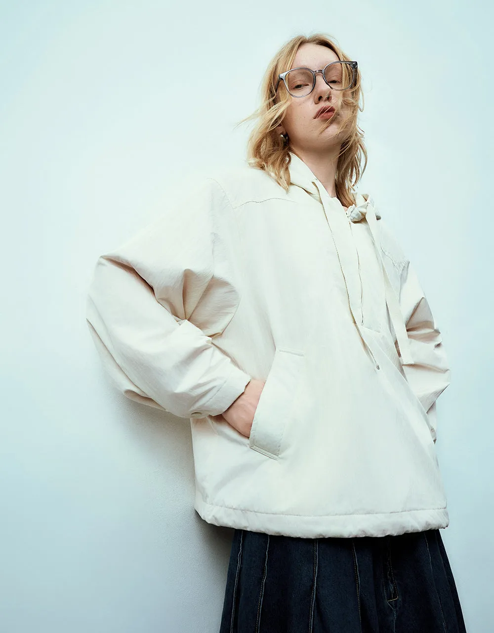 Zip Half Placket Hooded Jacket sold by Urban Revivo product image thumbnail 3