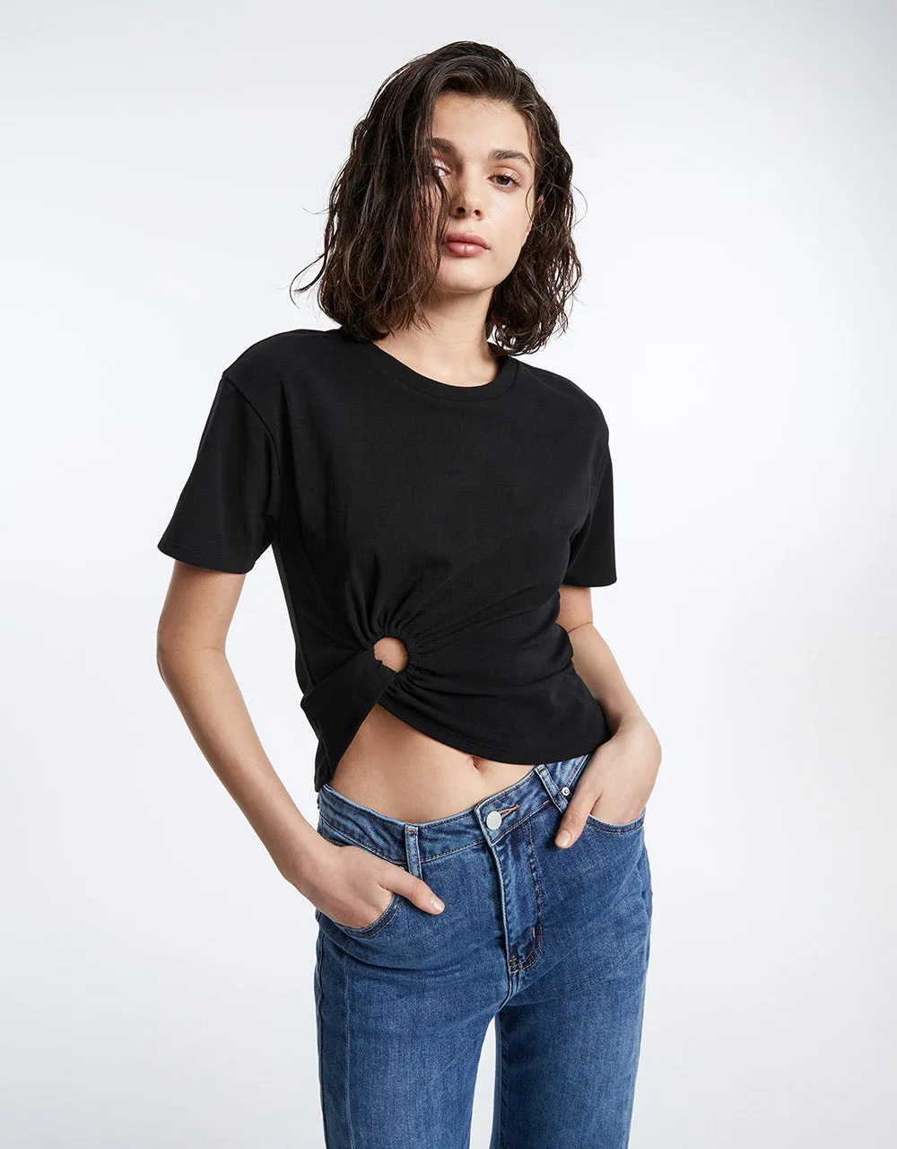 Cropped T-Shirt With Ring Detail sold by Urban Revivo