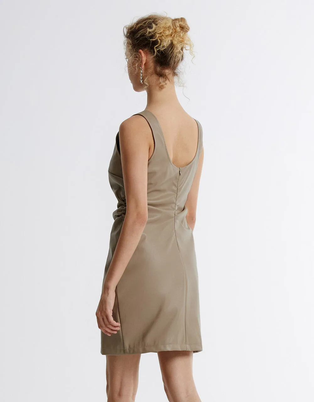 Faux Leather Ruched Dress sold by Urban Revivo product image thumbnail 3