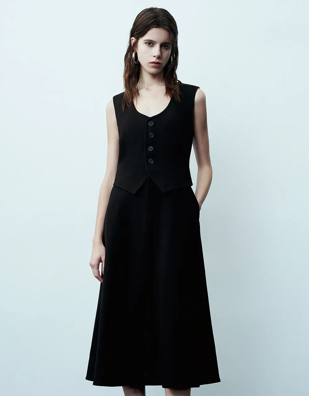 Sleeveless V-Neck A-Line Dress sold by Urban Revivo