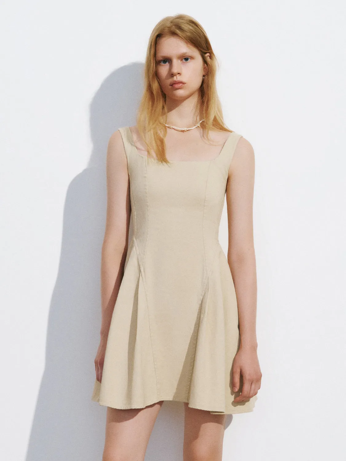 Sleeveless Square-cut Collar Skater Dress sold by Urban Revivo