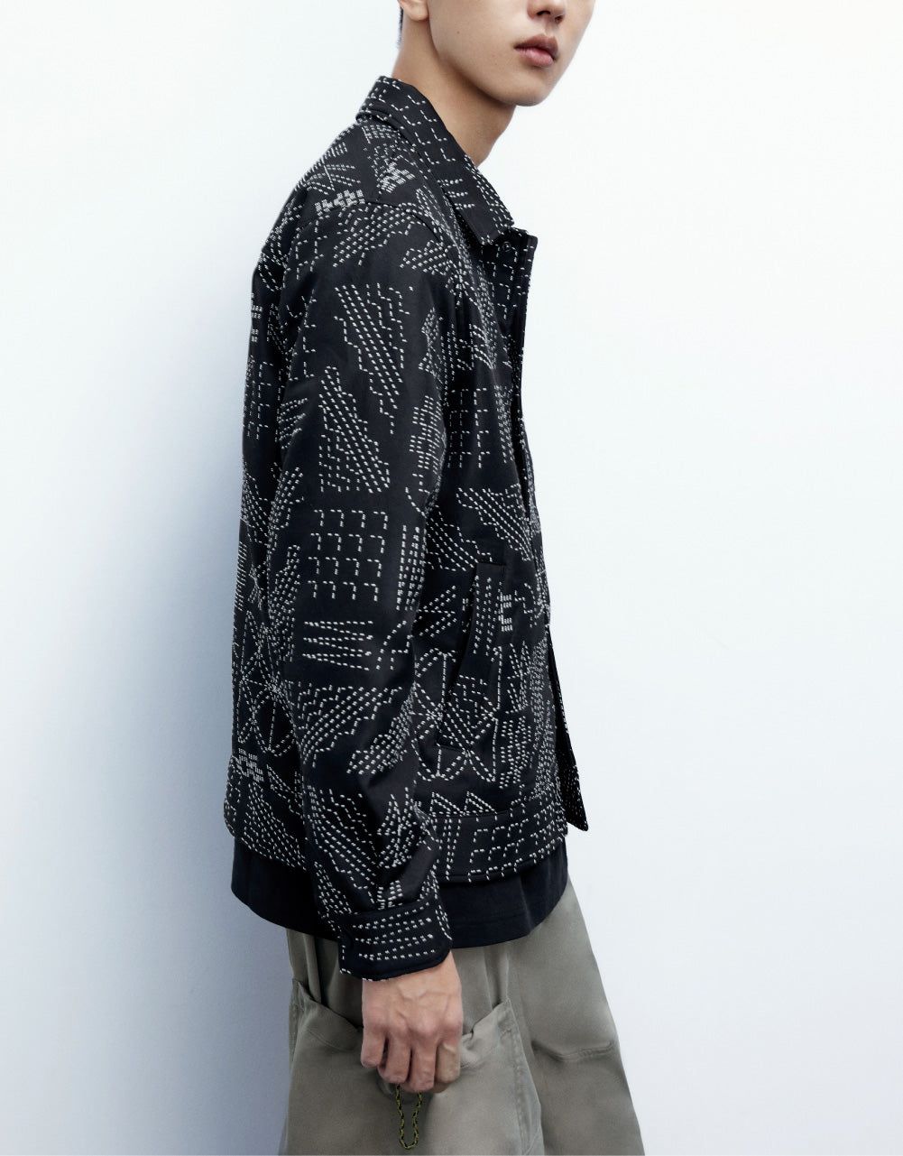 Printed Press Button Jacket sold by Urban Revivo product image thumbnail 3