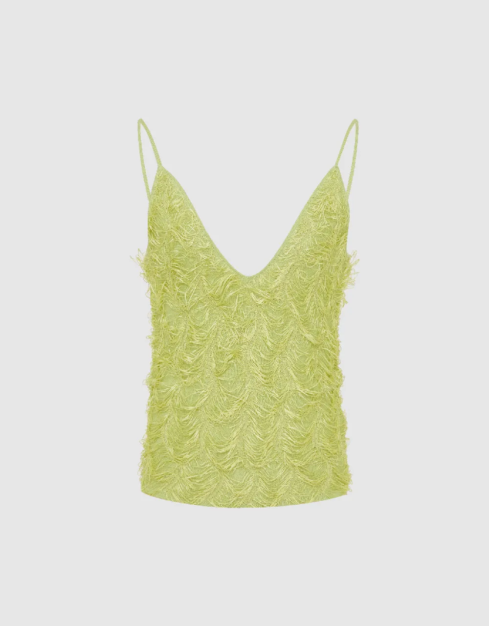 Fuzzy V-Neck Knitted Cami Top sold by Urban Revivo product image thumbnail 2