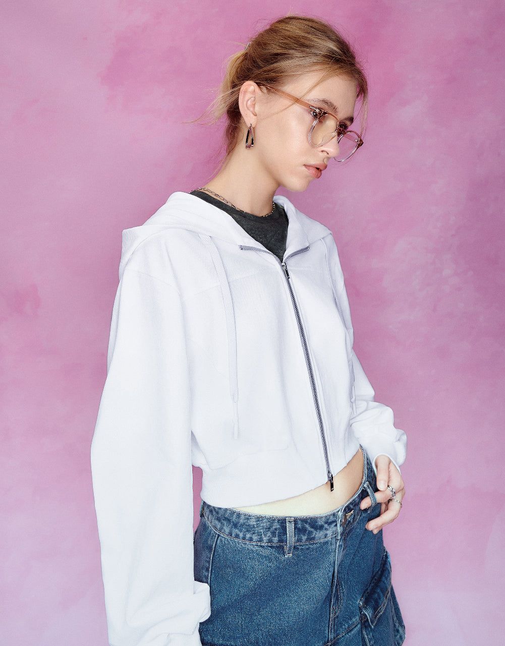 Zipper Front Hooded Knitted Jacket sold by Urban Revivo product image thumbnail 3