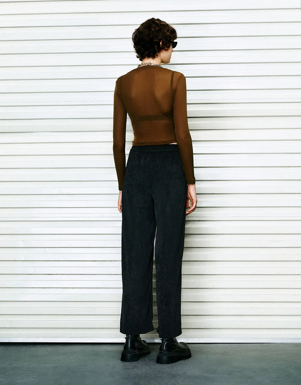 Drawstring Waist Knitted Wide-Leg Pants sold by Urban Revivo product image thumbnail 5