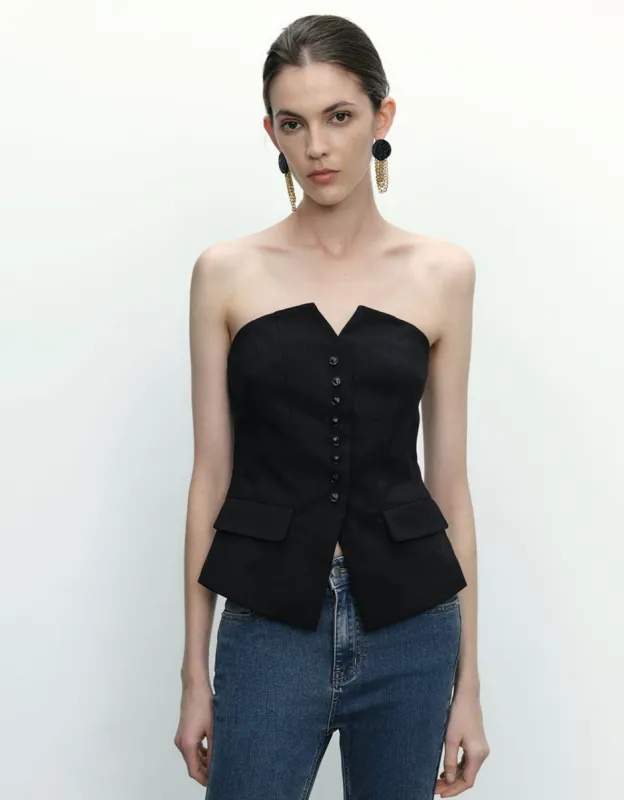 Sleeveless Off-Shoulder Overhead Shirt sold by Urban Revivo