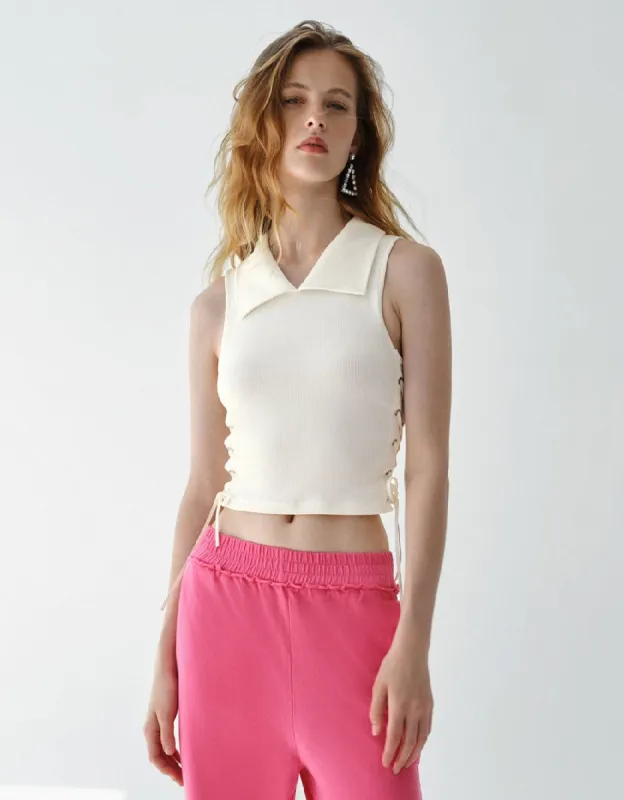 Lace Up Side Tank Top sold by Urban Revivo