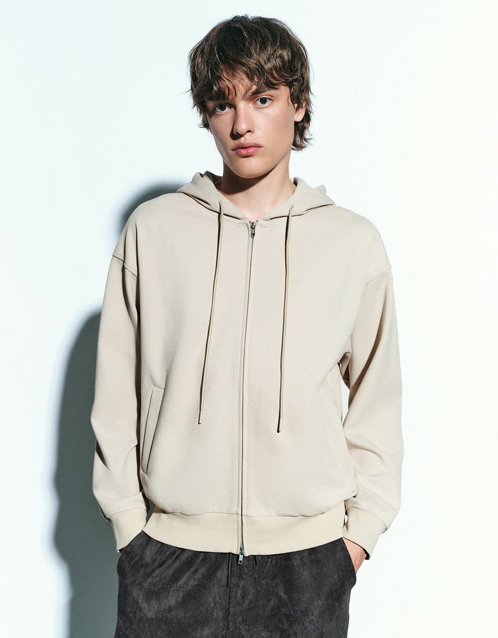 Zipper Front Hooded Jacket sold by Urban Revivo