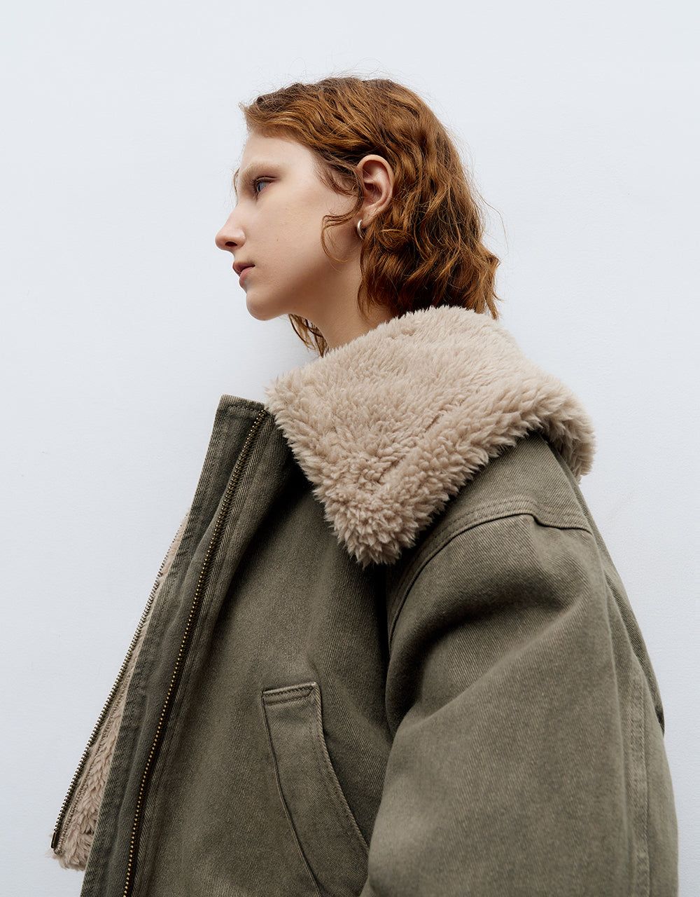 Zipper Front Furry Denim Jacket sold by Urban Revivo product image thumbnail 5